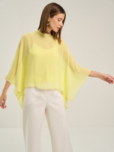 Blusa Capa em Chiffon Amarelo