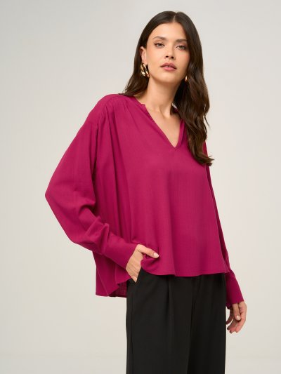 Blusa em Viscose Manga Longa Vinho