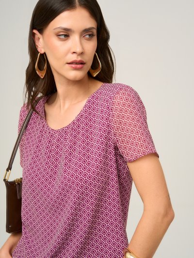 Blusa em Crepe Estampado Roxo