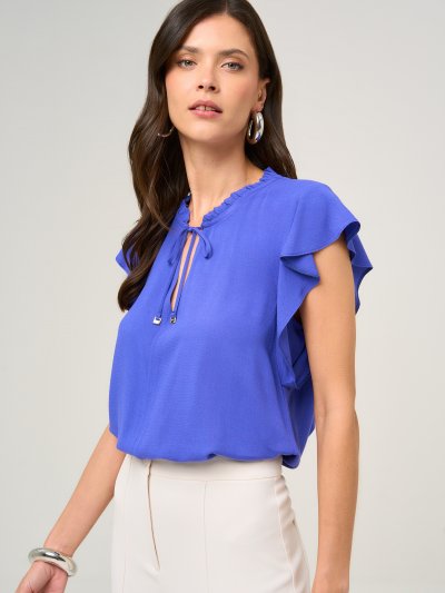 Blusa em Viscose com Babados Azul