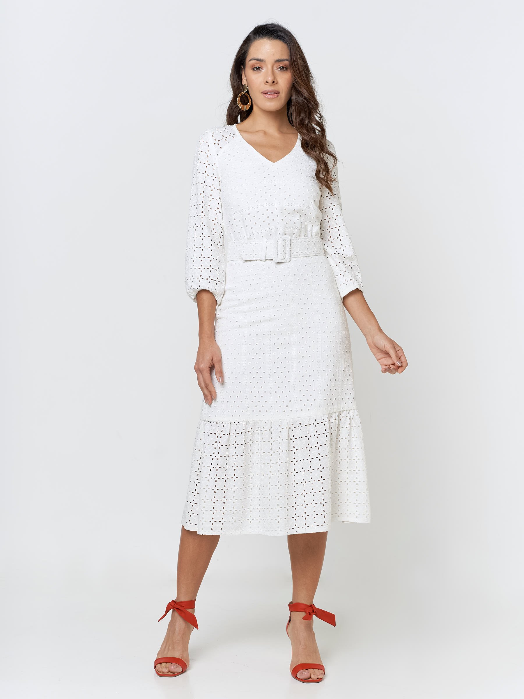 vestido midi off white