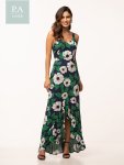 Vestido Longo Floral Assimétrico Marinho - P.A Collab