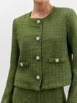 Blazer curto em Tweed Verde